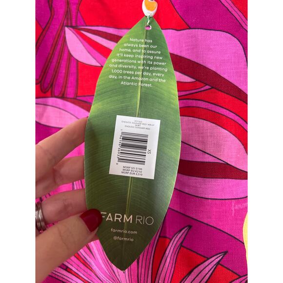 NWT Farm Rio Floral Embroidered Endless Summer Red Wrap Skirt Red Yellow Sz: XS - Picture 6 of 8